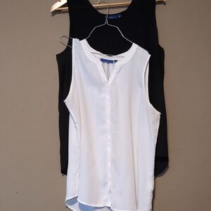 Apt. 9 White Sleeveless Button Down Top with Mandarin Collar